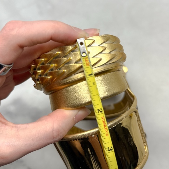 NEW Giuseppe Zanotti Blabber Gummy Chrome Gold Leather Platform Dad Sandals 36 - Picture 12 of 14